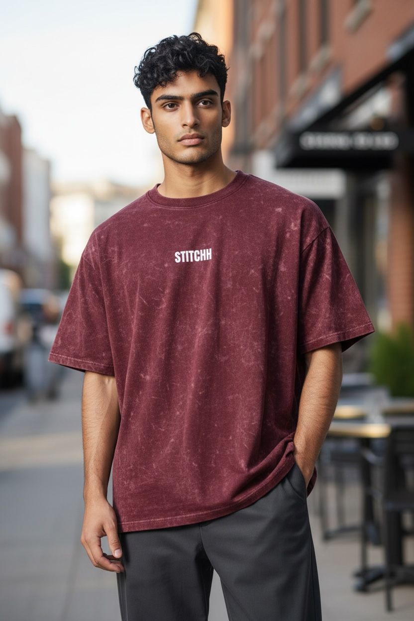 Acid Wash Maroon T-Shirt